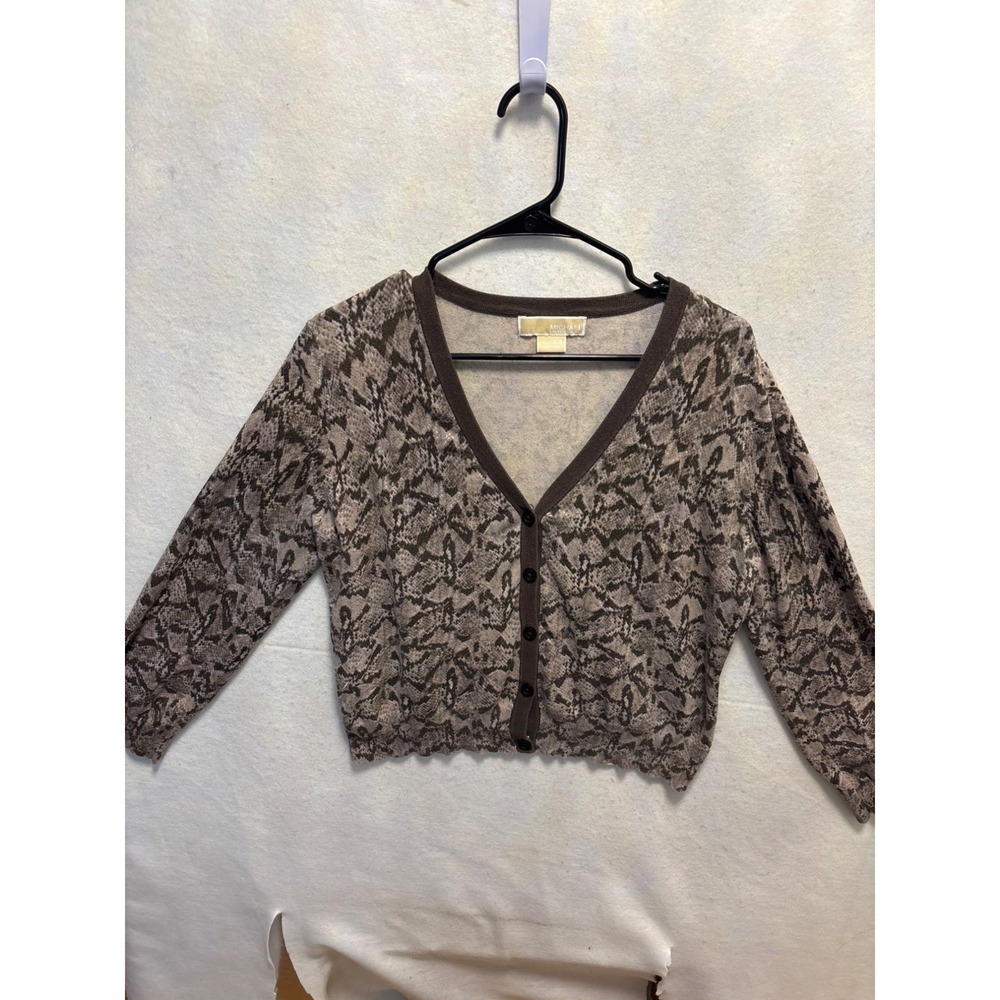 Michael Michael Kors Snake Print Cropped Cardigan Sweater XL